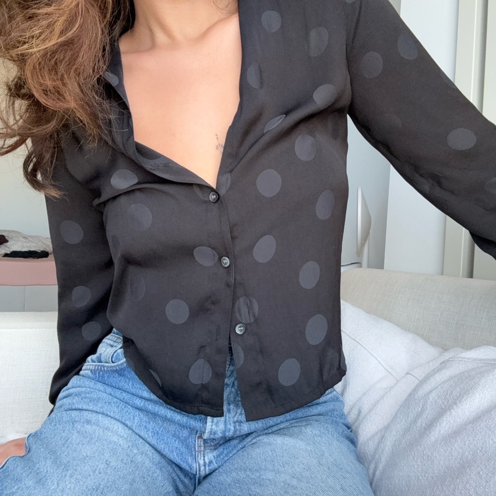 Madewell Black Polka Dot Button Down Shirt